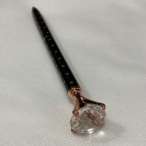 NWOT - Large Diamond Crystal Rhinestone Black & Rose Gold Ballpoint Pen